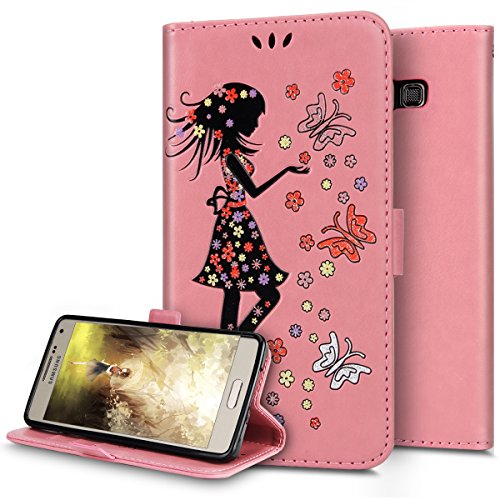 PHEZEN Galaxy J3 Case  Express Prime Case  Amp Prime Case  Fashion Emboss Girl Glitter Butterfly Flower PU Leather Wallet Stand Flip Protective Case & Card Slots for Samsung Galaxy J3 2016  Pink - B073JCT64P